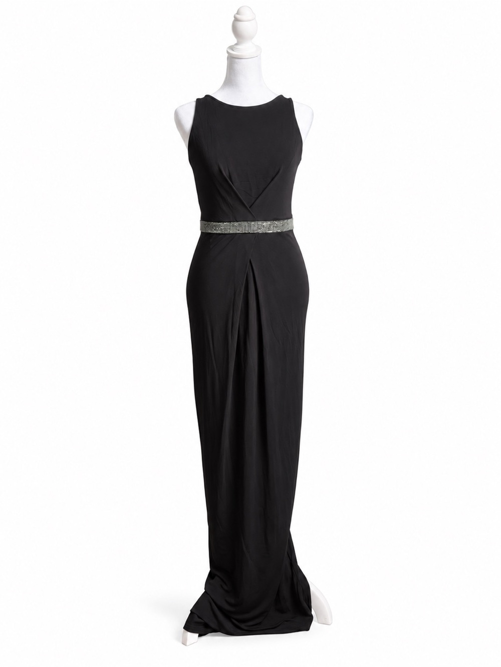Aidan Mattox Women’s Black Rhinestone Waist Evening Gown Size 2